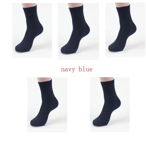 Men's bamboo fibre socks in a small square pattern, shown in navy blue colour.
