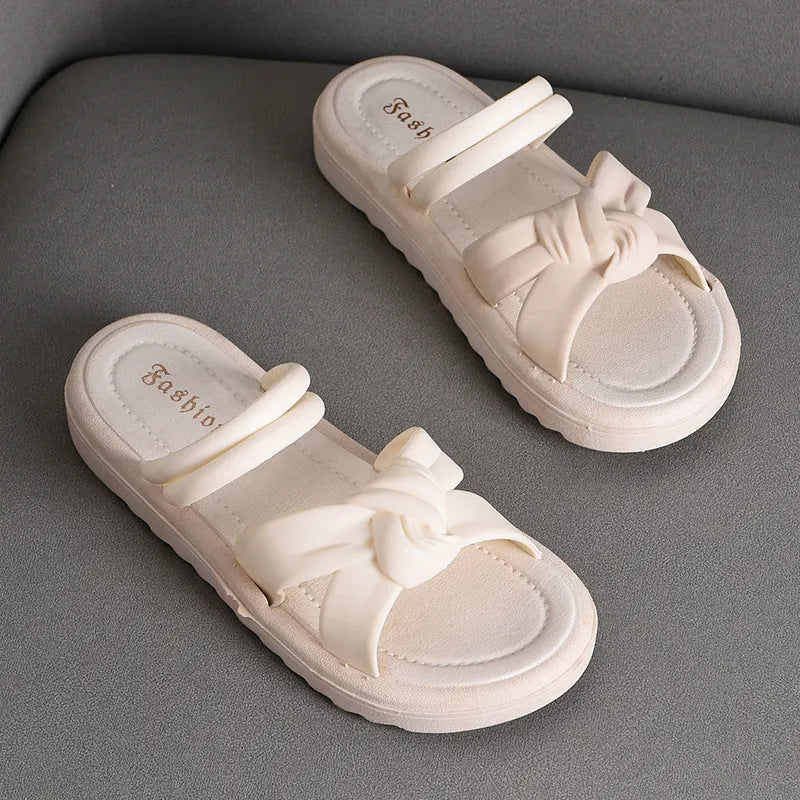 Women's black and white two-way wear sandals with soft thick back and non-slip PVC sole.