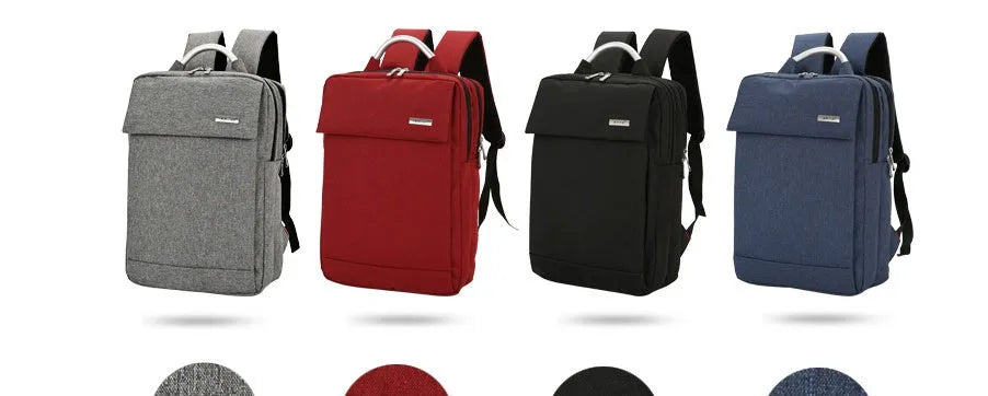 Double shoulder bag nylon 15-inch notebook PC business knapsack in black with ID and phone pockets