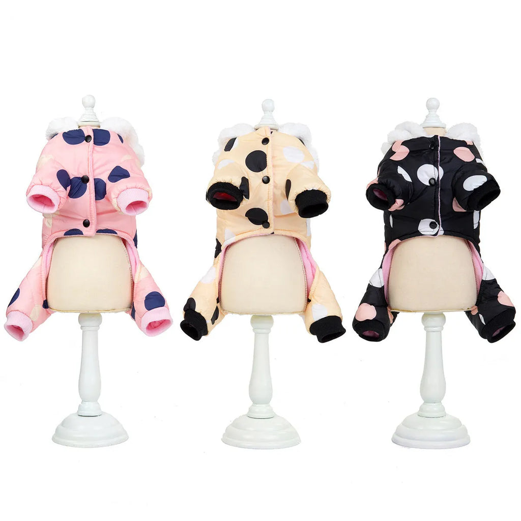 Warm cotton big polka dot four-leg coat in casual style, available in multiple colours and sizes