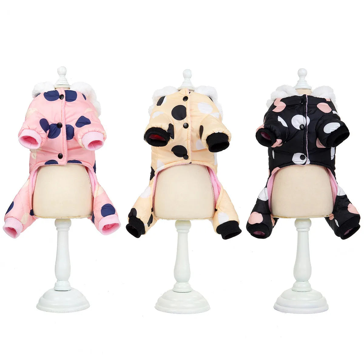 Warm cotton big polka dot four-leg coat in casual style, available in multiple colours and sizes