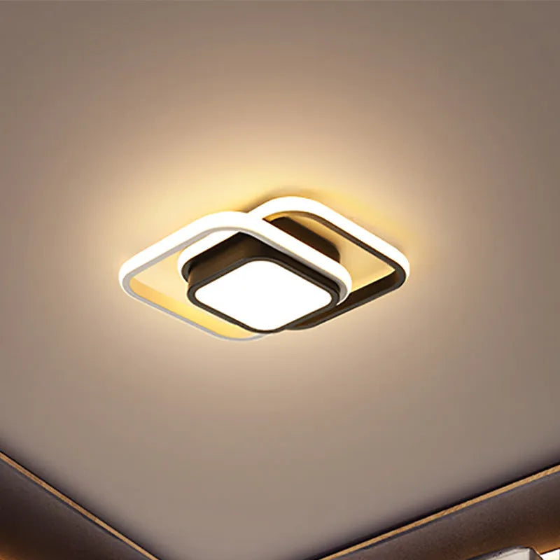 Modern Nordic style aluminium ceiling light fixture with LED in round and square shade options.