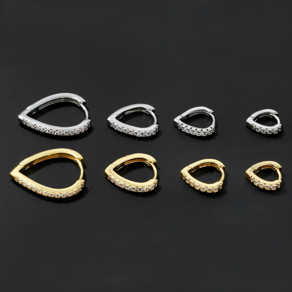 Geometric heart-shaped copper ear clip with electroplated gold finish and clip-on fitting