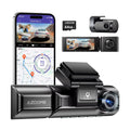 2K driving recorder dash cam with front and rear lenses, 3-inch screen, and car mounting bracket