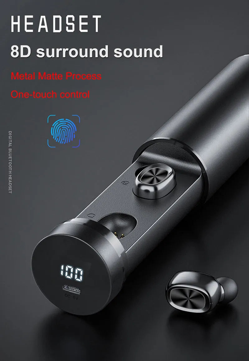 Bluetooth 5.0 wireless sport earbuds with graphene film speaker and silicone earmuffs in black