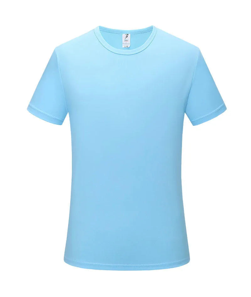 Short-sleeved slim fit round neck T-shirt in a bright colour on a hanger