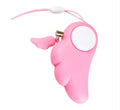 Blue compact personal security alarm clipped to a handbag, 6cm x 3cm, 90dB siren