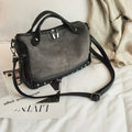 Soft PU women's casual shoulder tote bag in black, brown, or grey with smooth zipper closure