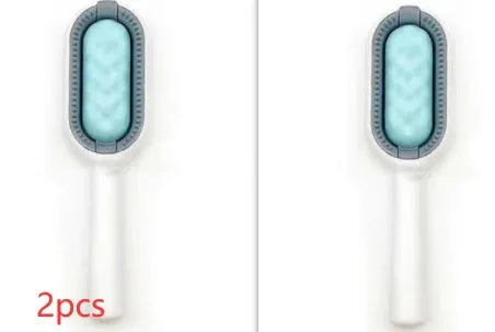 Green plastic pet hair removal comb with disposable wipes sticker for cats and dogs