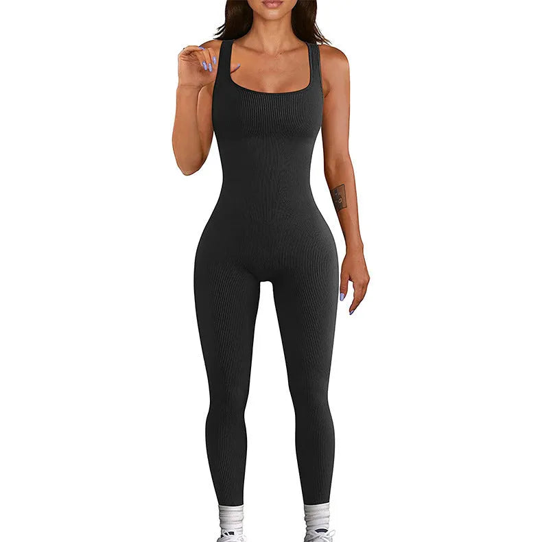 Beige women's suspender tank top tights with long sleeves, button details, and an elasticated waist.