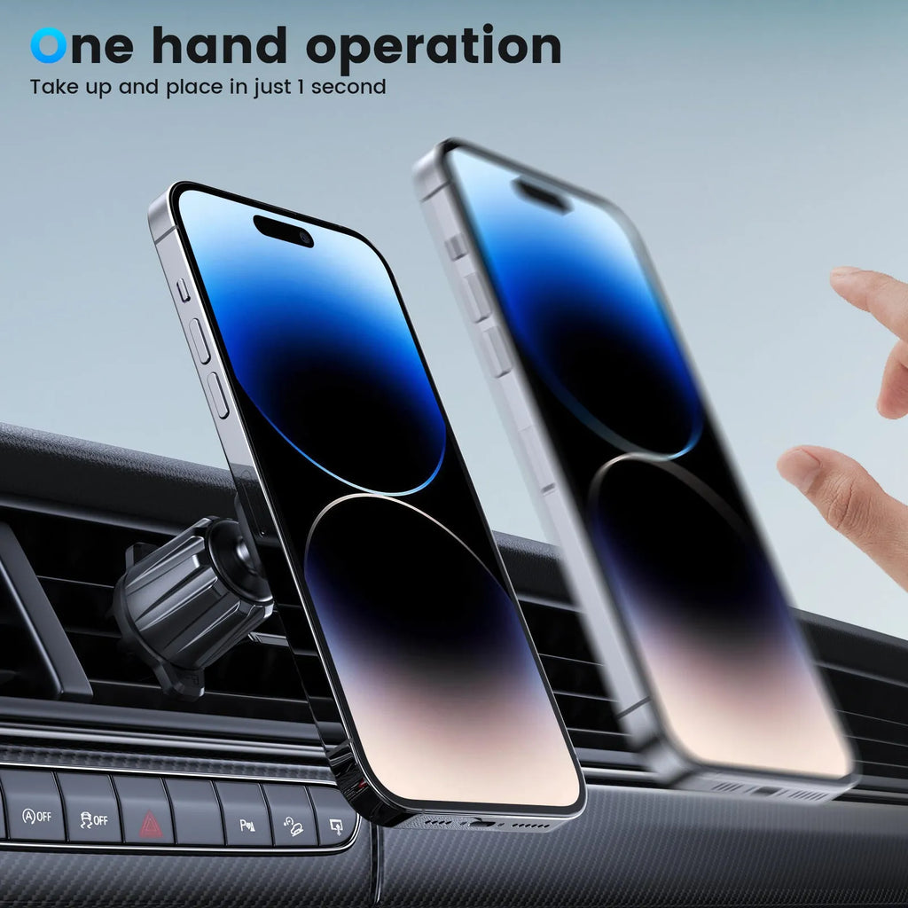 Universal rechargeable car phone holder clipped to air vent, M06-AV6S colour