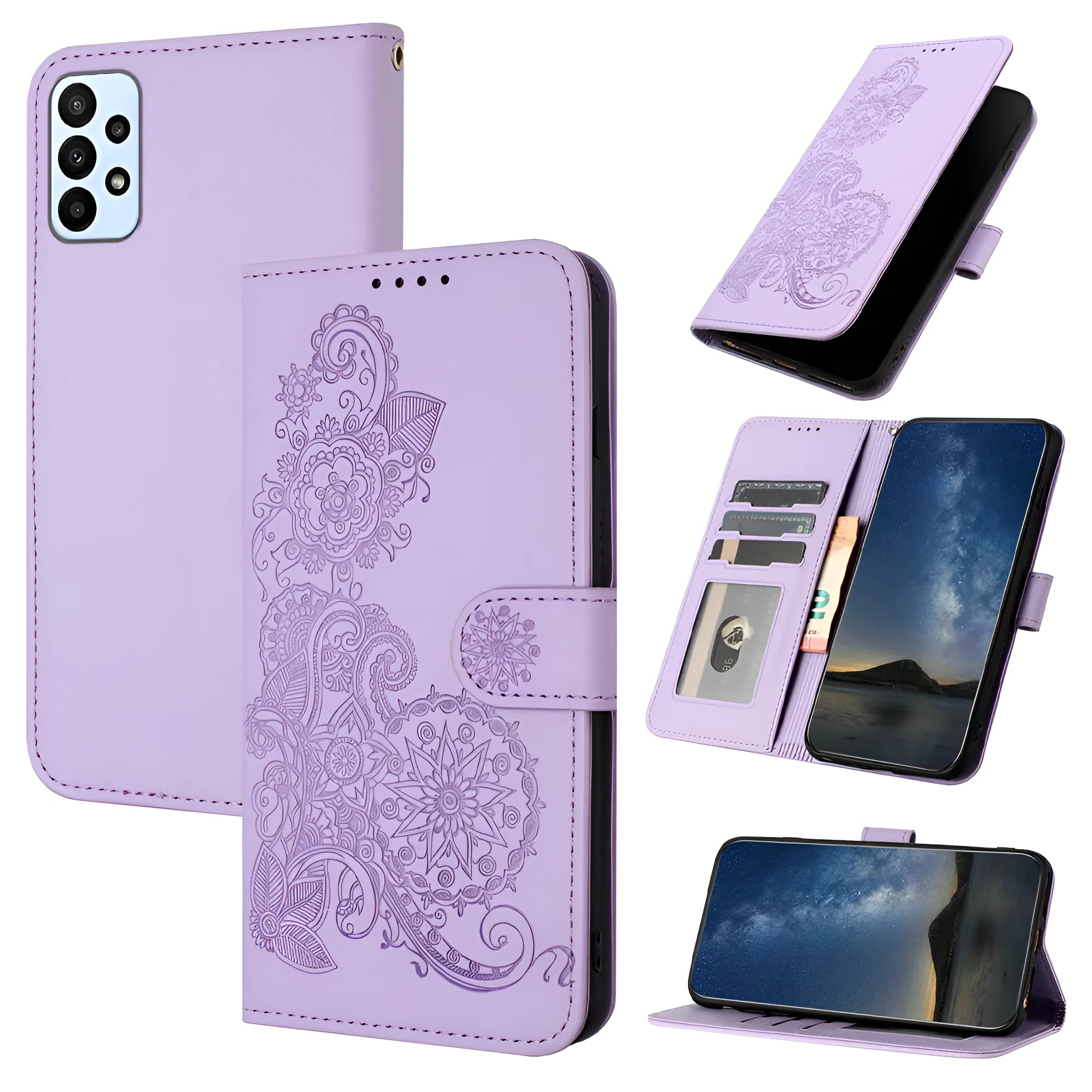 Datura Flowers Samsung Leather Flip Case