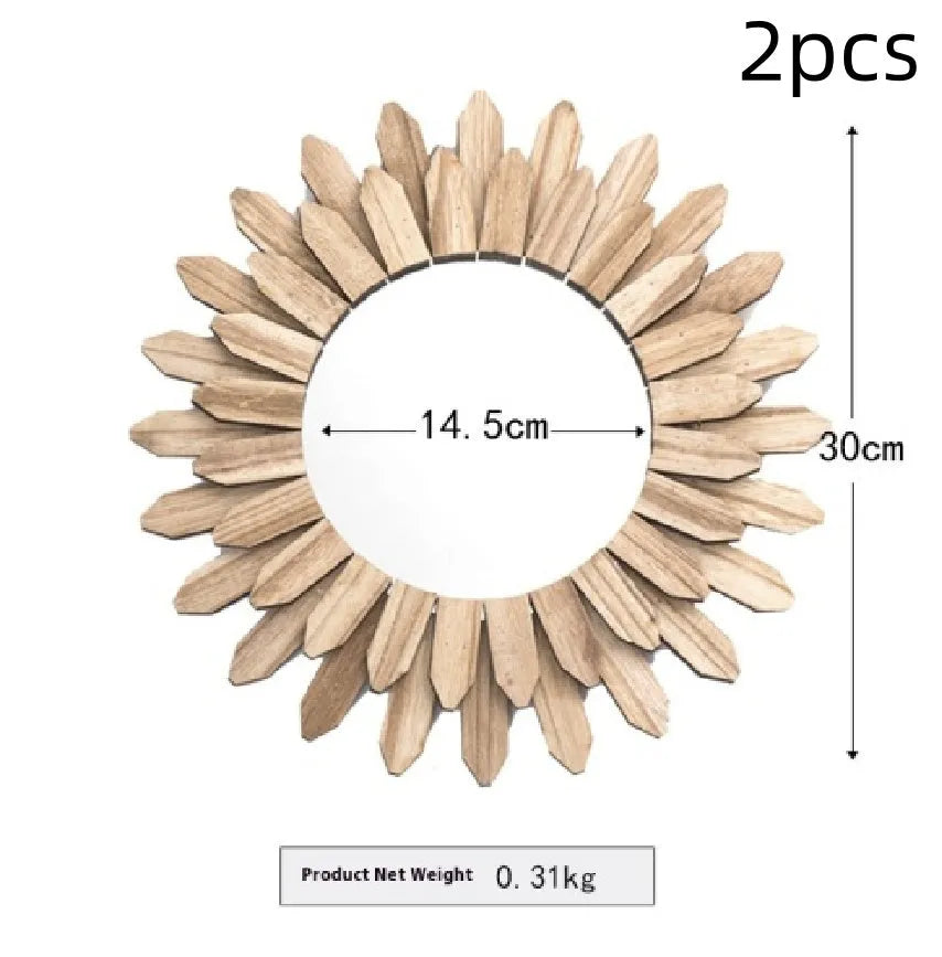 European-style solid wood handmade hanging mirror with baked finish