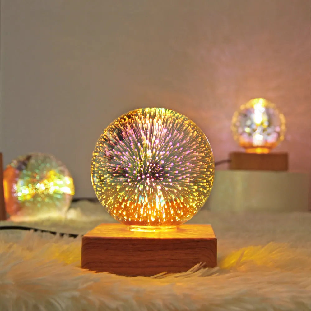 USB-powered crystal ball LED night light with touch control in spherical design