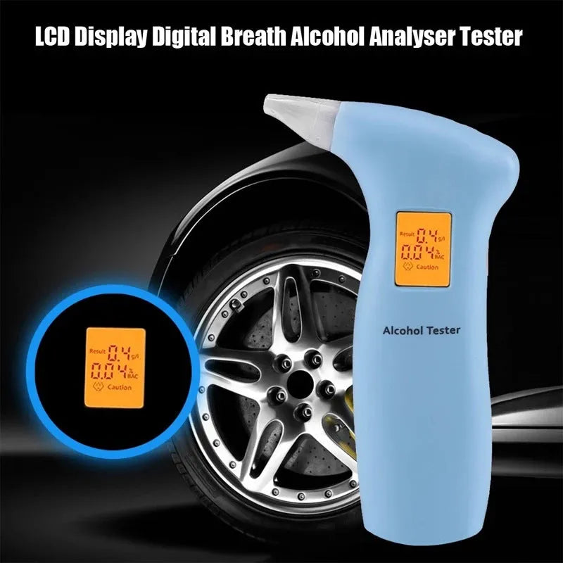 Portable orange light breath alcohol tester with replaceable mouthpieces in choice of colour box.
