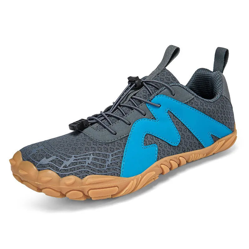 Couple sports climbing shoes in A83 colours with Flyknit lining and rubber soles