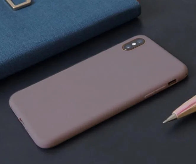 Frosted matte iPhone case in multiple colours showing slim 1.5mm thick soft shell design