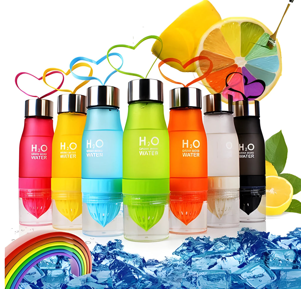 Frosted plastic lemon cup drinking bottle with 650ml capacity and BPA-free construction
