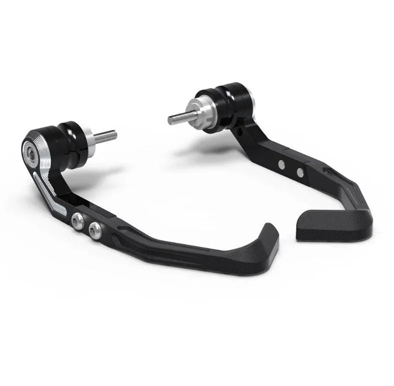 Black and grey CNC machined anti-slide protection pads for CBR650 brake horn guard bar.