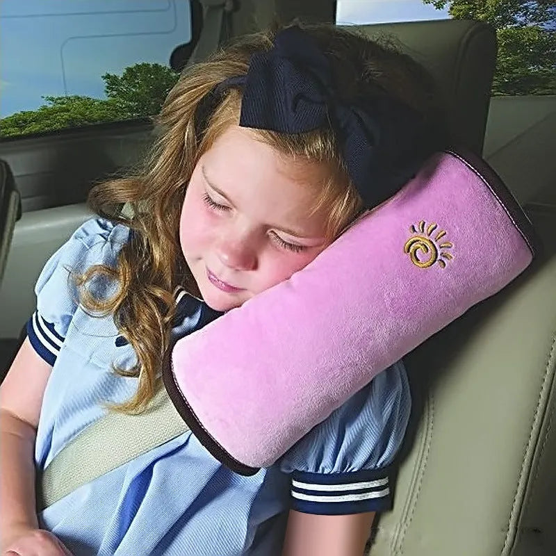 Children car pillow micro-suede fabric seat belt neck support for car travel safety