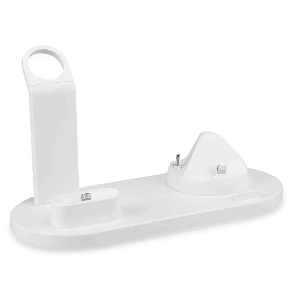 Black headphone charging stand with USB ports for charging three devices simultaneously