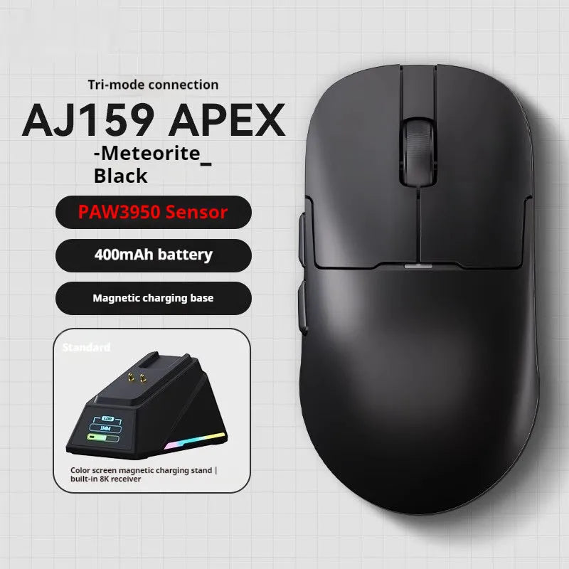 AJ159 gaming mouse in Yunfeng White colour with compact design showing three connection modes