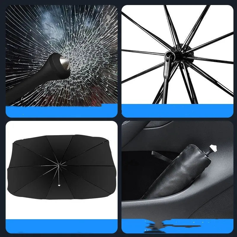 Universal silver tape car sun visor with ice crystal pattern in beige or black for thermal insulation