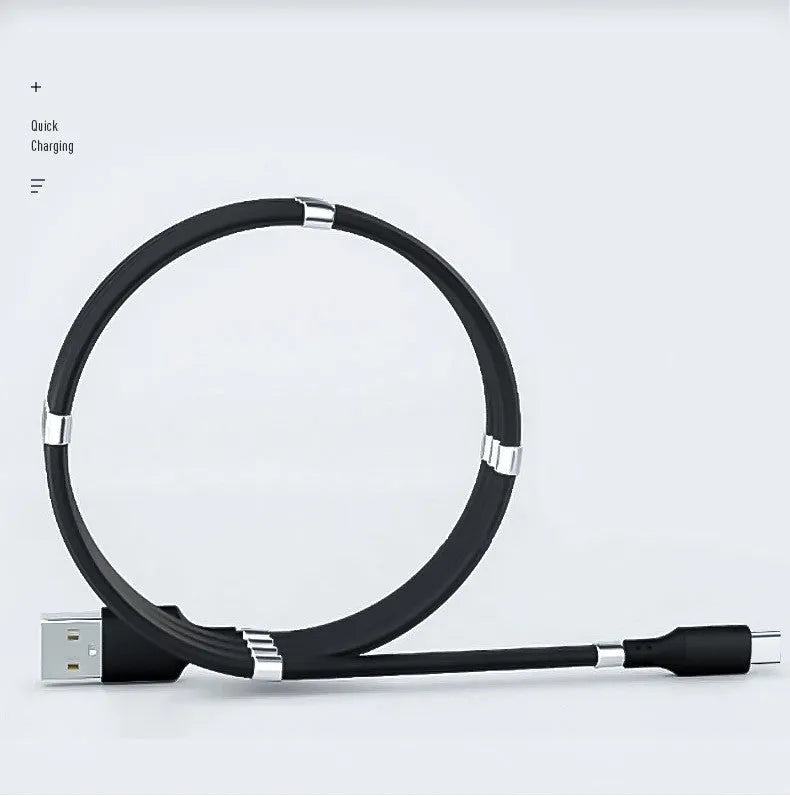 White and black magnetic charging cable with aluminium alloy joints measuring 1 metre for iPhone Android Type-C devices