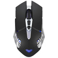 Silent wireless Bluetooth e-sports mouse in black with rechargeable 800mAh battery