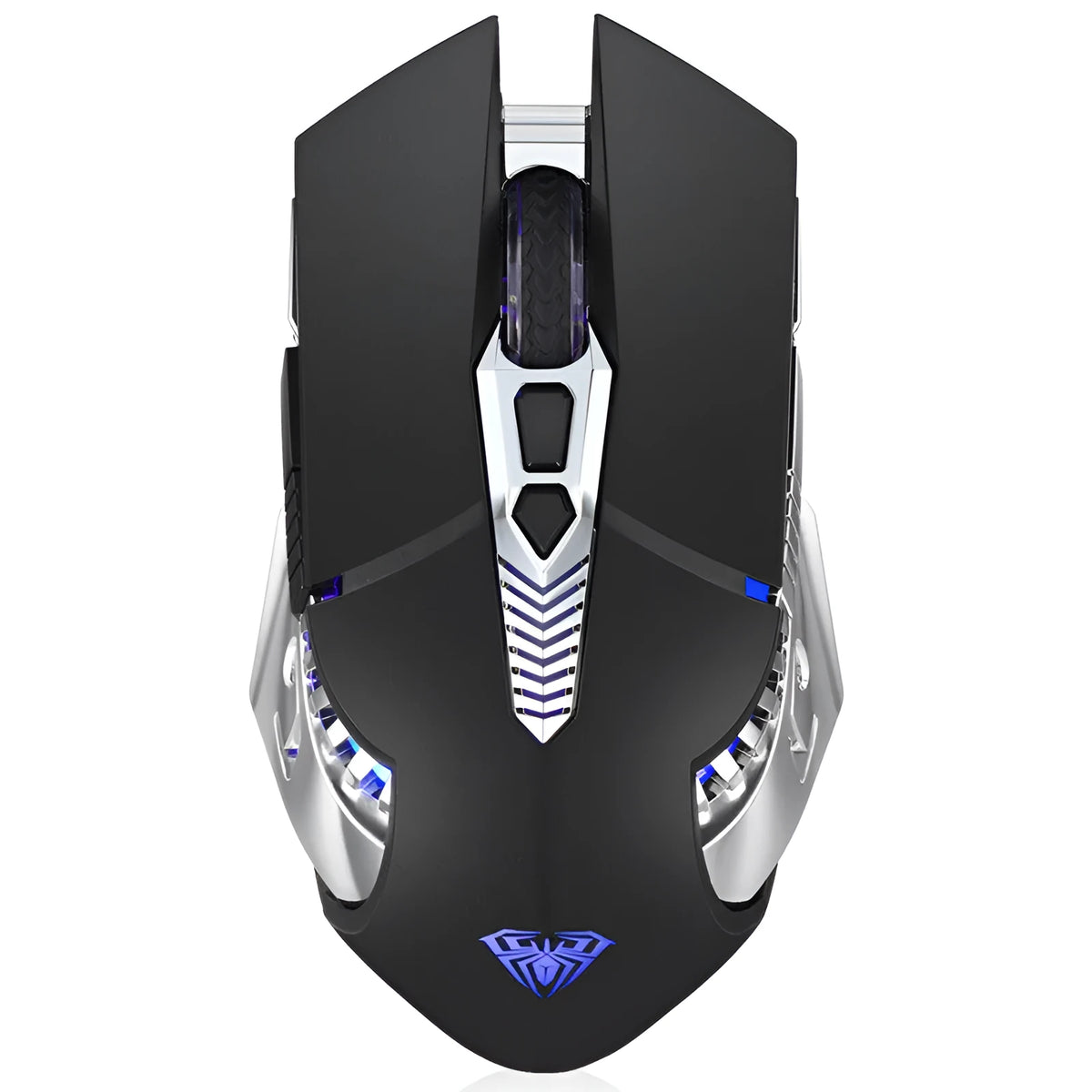 Silent wireless Bluetooth e-sports mouse in black with rechargeable 800mAh battery