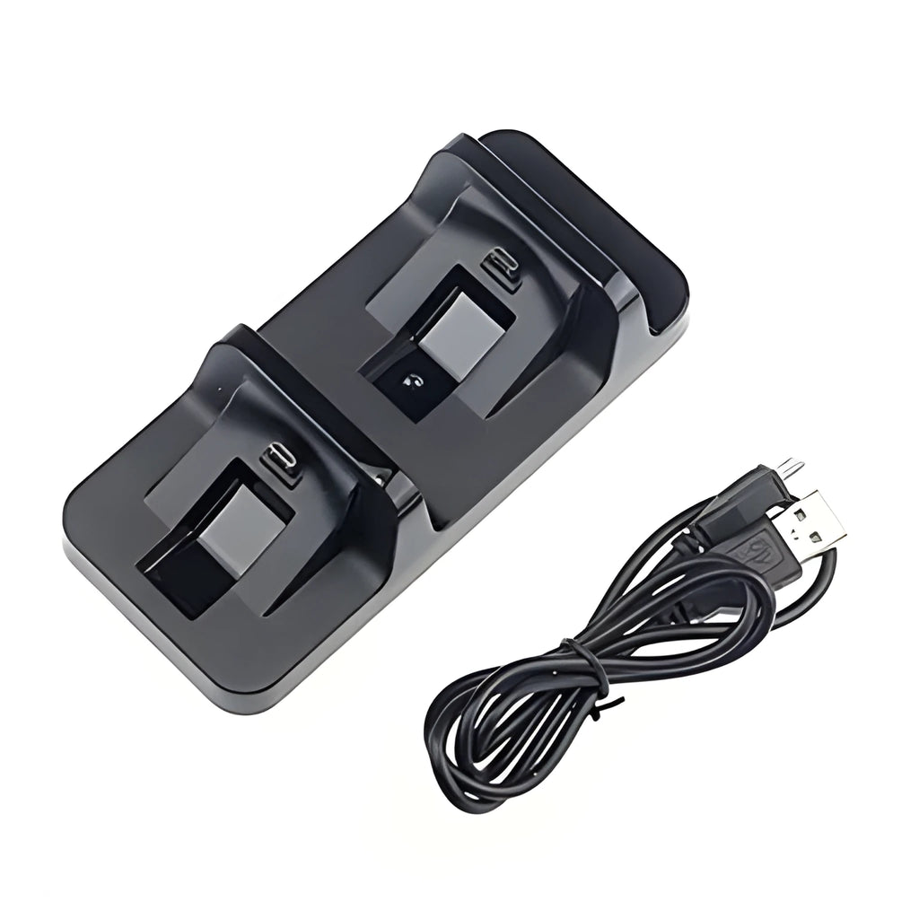 Black ABS plastic double handle fixed charger for PS4 console with stable base