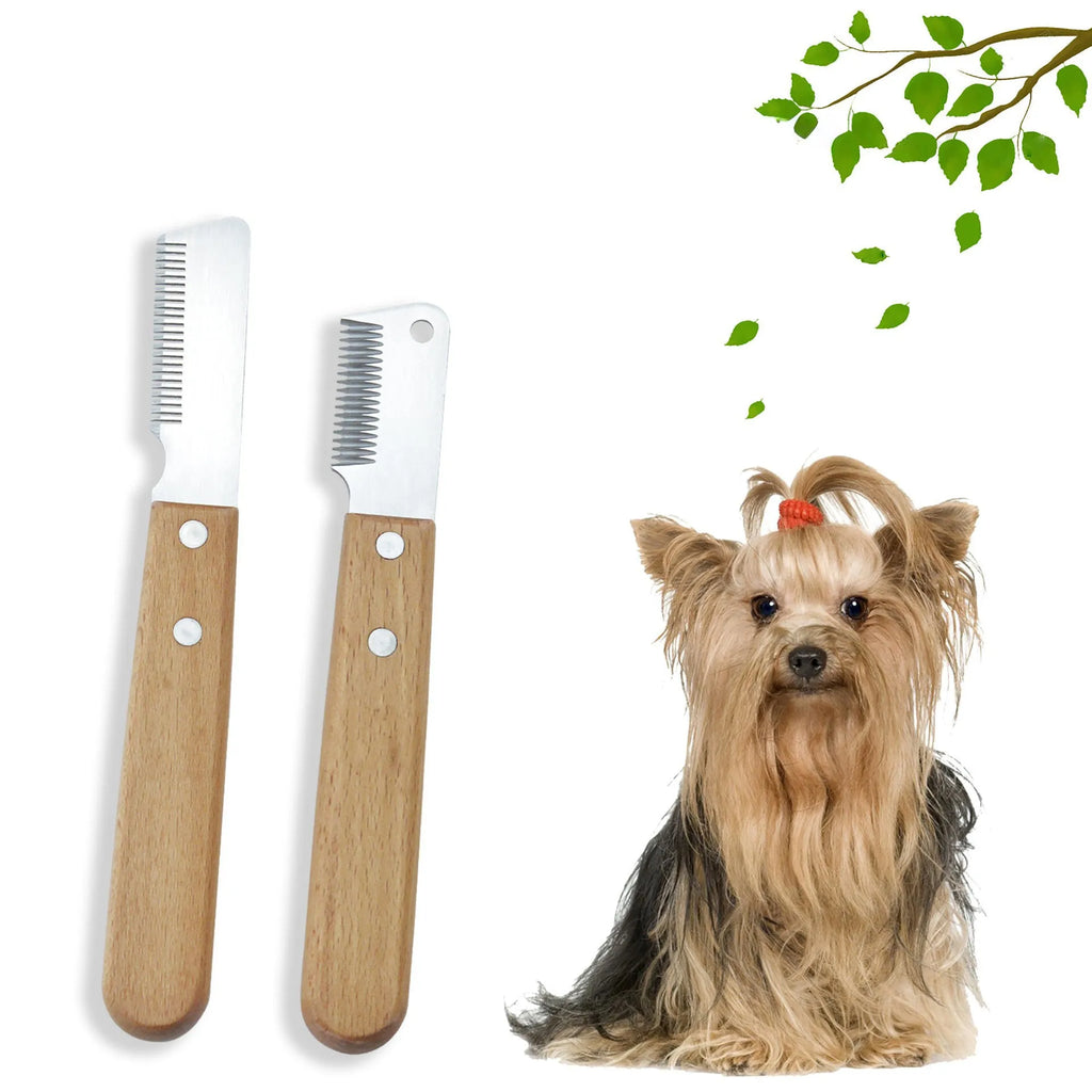 Hair plucking knife and comb dog grooming tools for terrier breeds