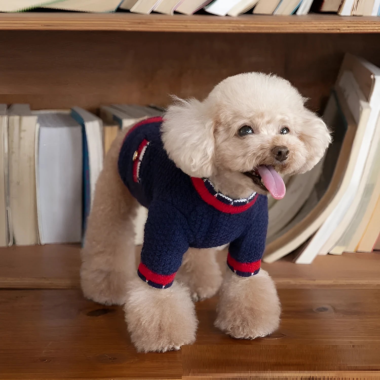 Blue Bejirog wool sweater cardigan for pets in classic princess style with traditional design