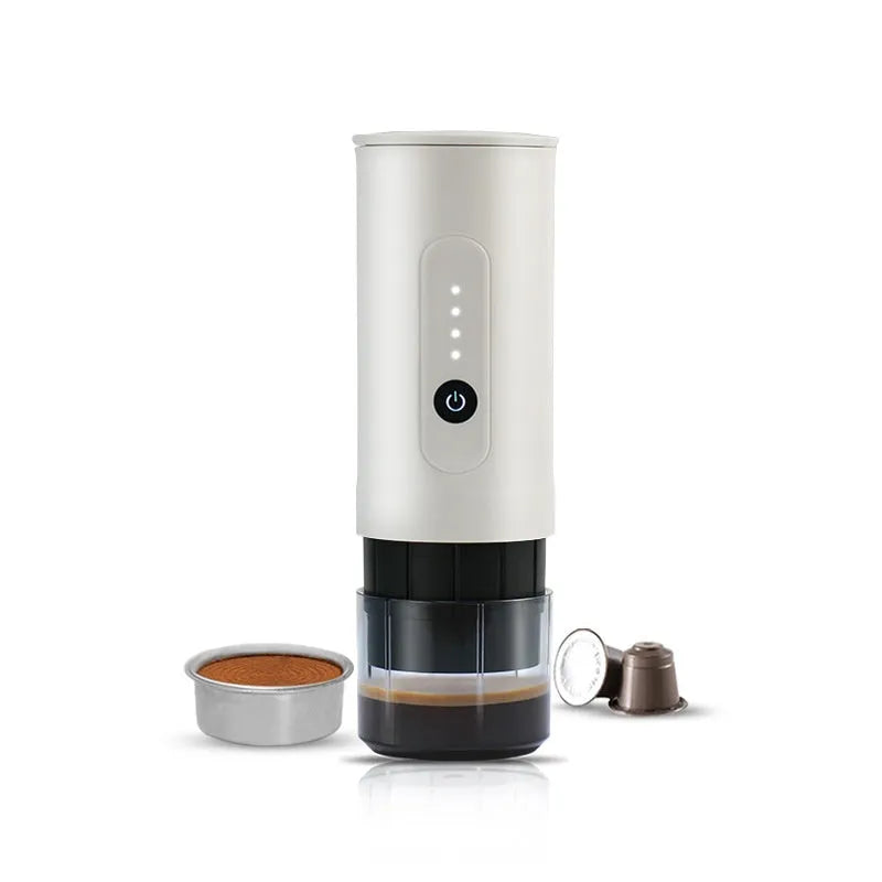 Portable handheld stainless steel electric coffee machine in jungle green colour