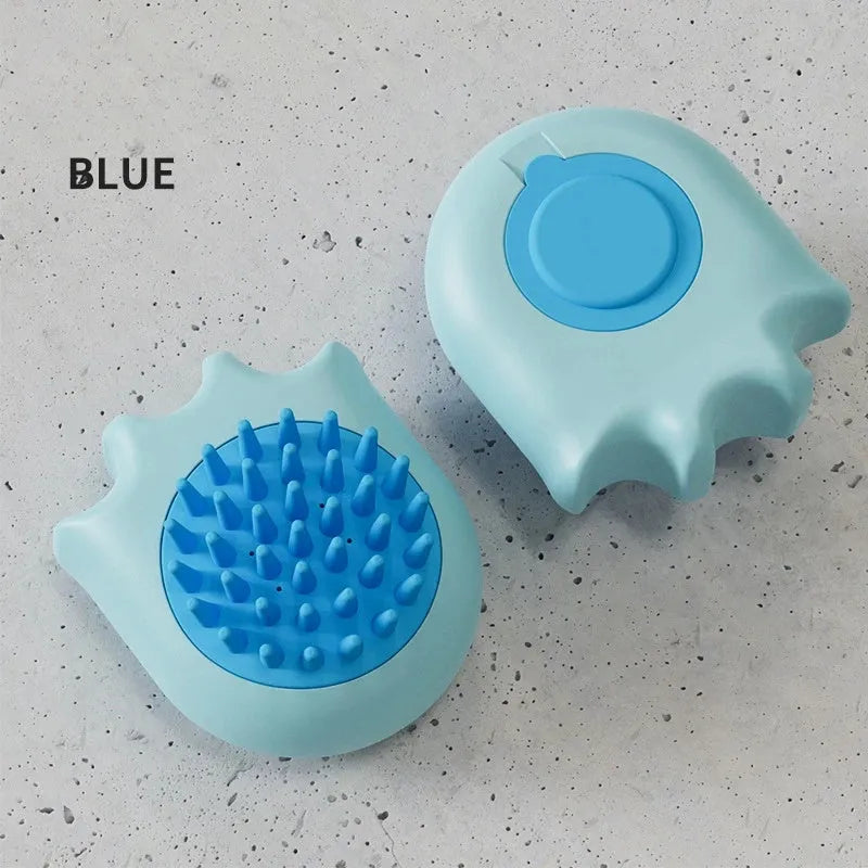 Pet bath brush massage comb with built-in shampoo box for cats and dogs