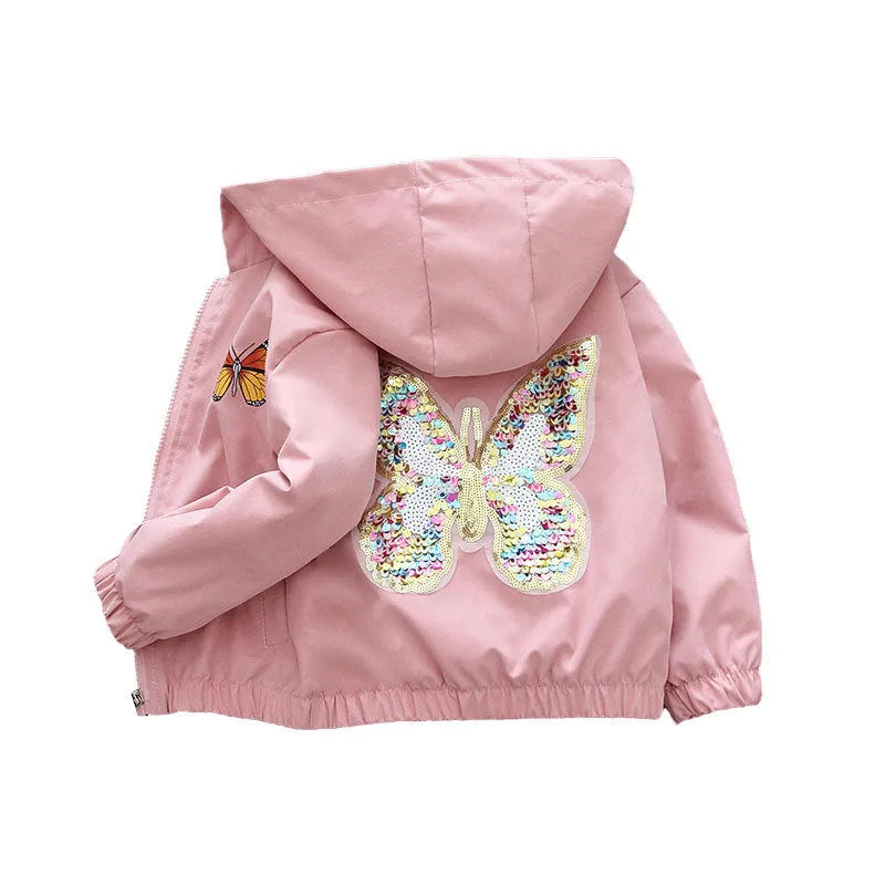 Girls animal print polyester hoodie in pink and purple colours for heights 90-160cm