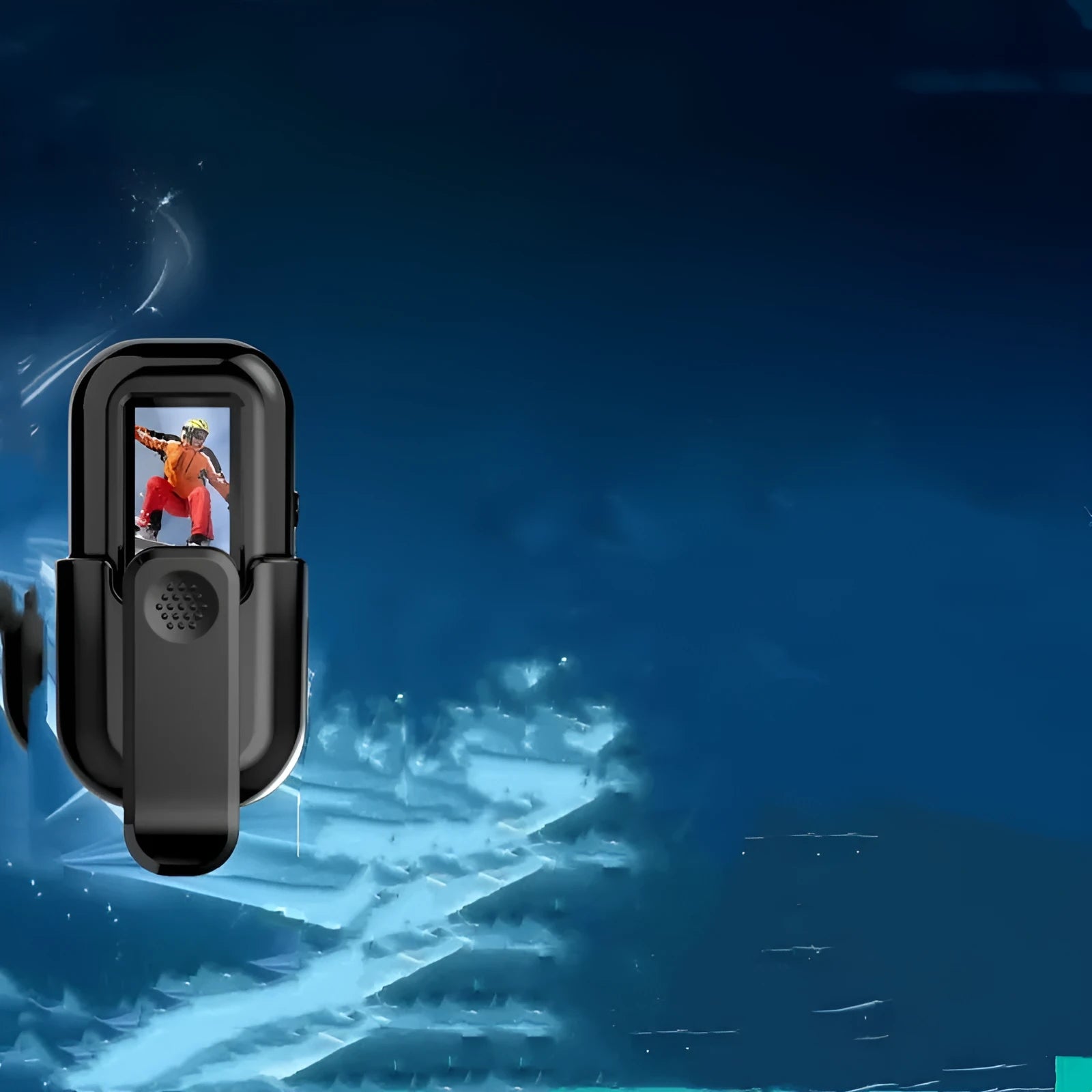L8 Black outdoor sports camera with thumb hole and back splint, 1080p HD, plastic body 65x32.3x18mm