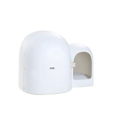Fully enclosed oversized cat litter box in ABS plastic measuring 67.7cm long, shown in Aurora White colour.