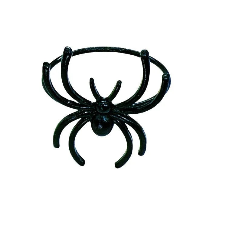 Six black alloy spider napkin rings for Halloween table decoration