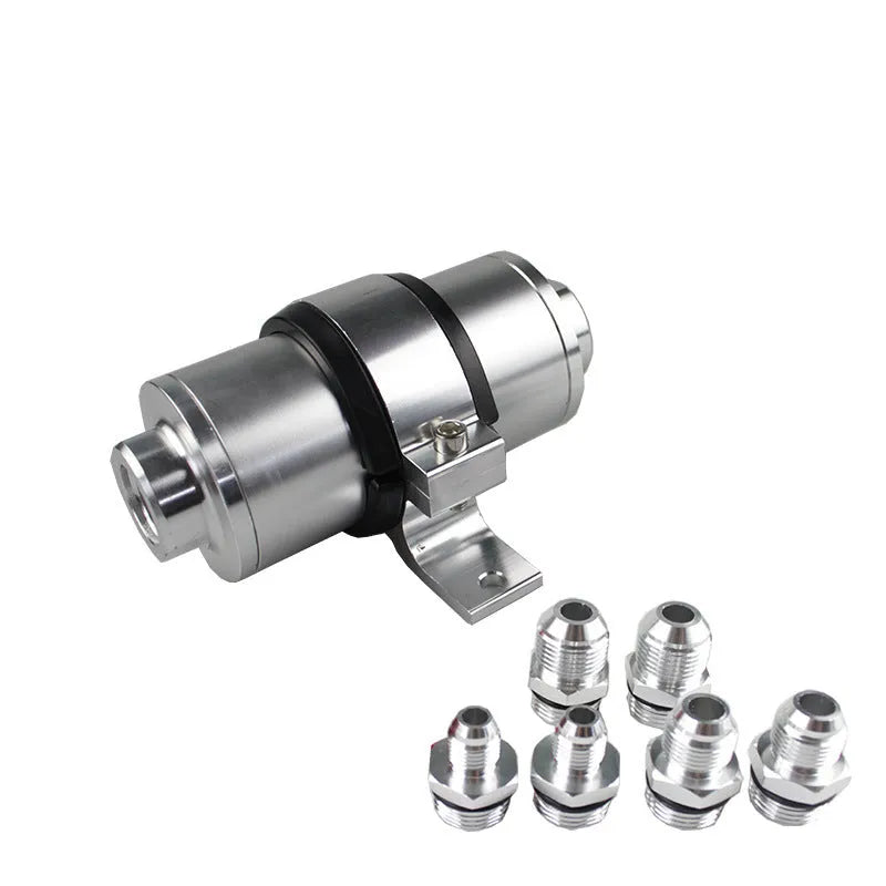 Aluminium high flow magnetized petrol filter bracket in six colour options.