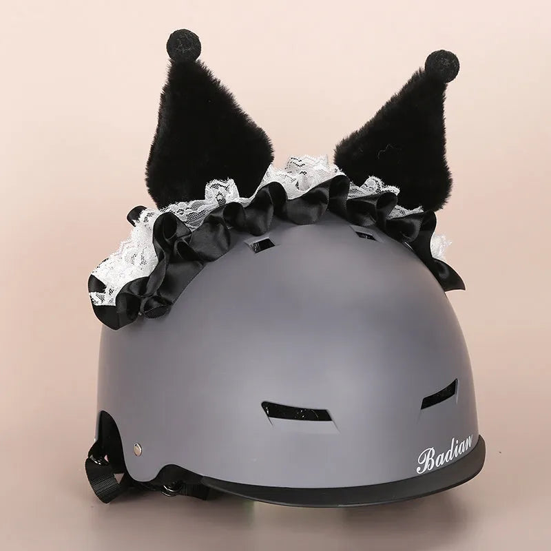 Plush fabric cartoon helmet hat decoration for ski helmets in multiple style variations