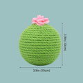 Green cactus-shaped cat scratcher with rolling ball and sisal tree tower for indoor feline play