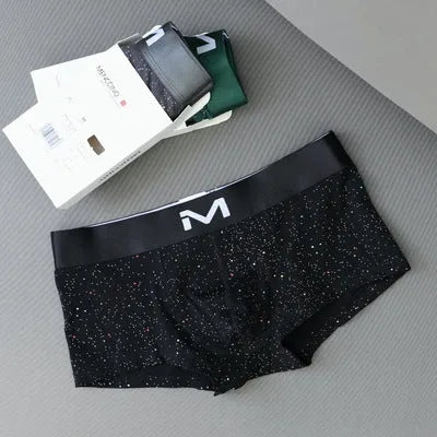 Men's cotton low-waist boxer shorts in starry sky black, breathable summer underwear