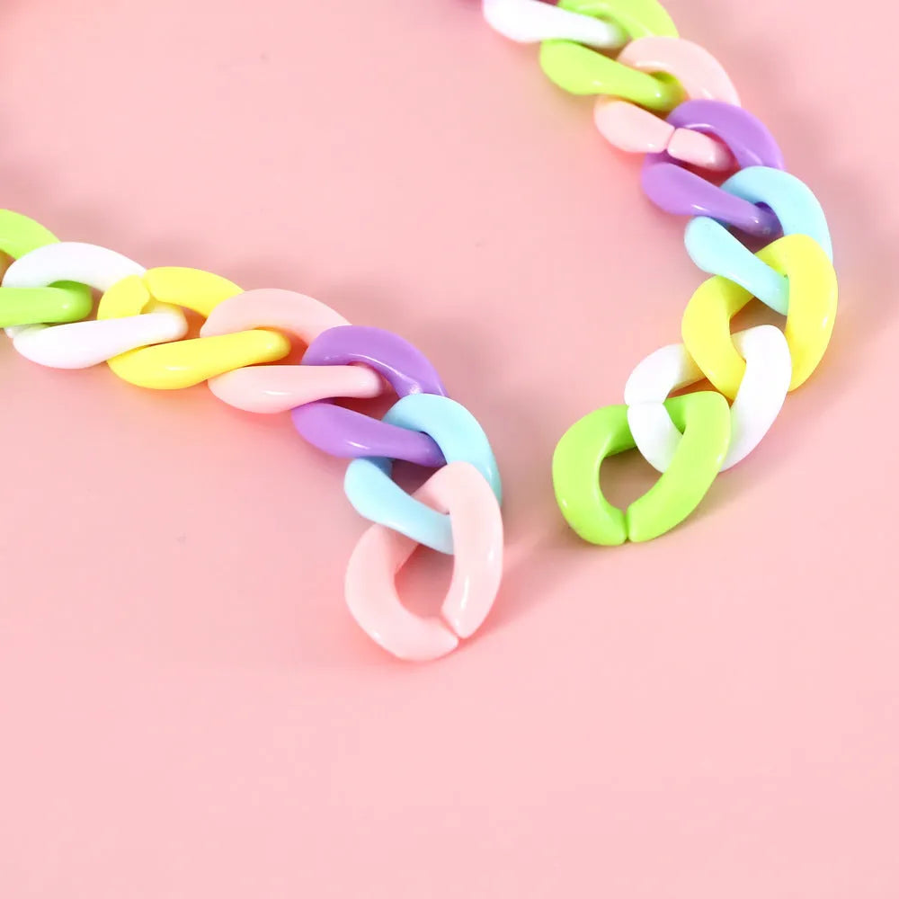Macaron candy colour plastic adjustable pet collar for cat dog rabbit chain style