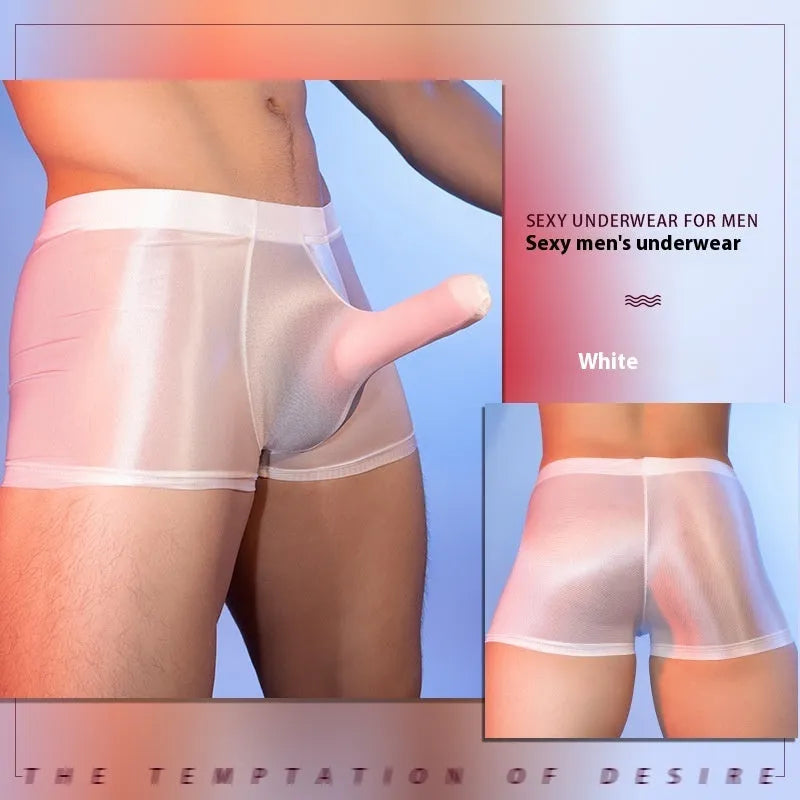 Men's seamless boxer shorts in red nylon fabric with a mid-waist fit.