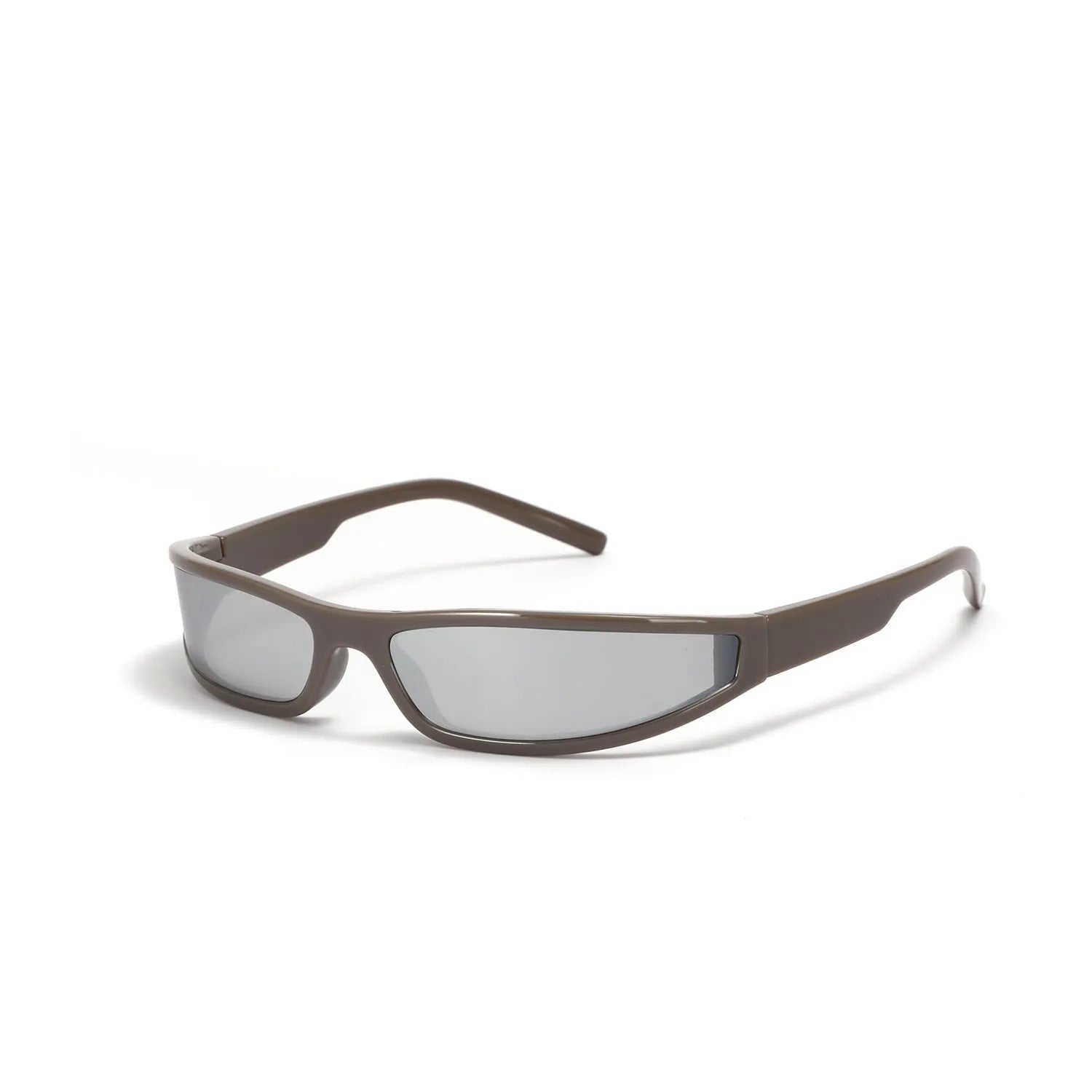 Women's narrow frame sunglasses in Bright Black and Gray, Mocha Mercury, Bright Black and White Mercury, and White Frame Red Mercury colour options