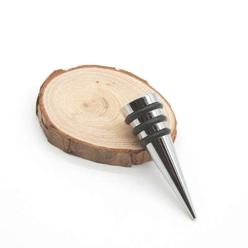 Silver zinc alloy threaded wine bottle stopper with silicone seal for M8 and M10 openings