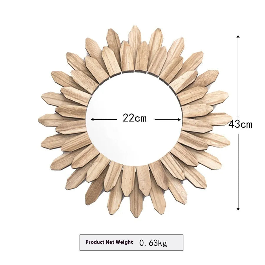 European-style solid wood handmade hanging mirror with baked finish