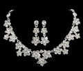 Korean crystal necklace and earring bridal set with crystal detailing on metal base