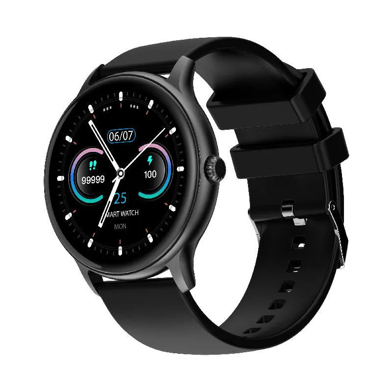 Blood pressure monitoring smart watch with 1.28-inch touchscreen in black, gold or silver